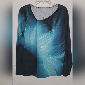 Women's long sleeve shirt/ blouse w/ asymmetrical neckline